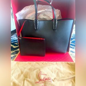 Authentic Black and Red Christian Louboutin Cabata East-West Leather tote bag